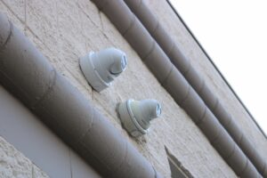 Outdoor Security Cameras Positioned on Building Side